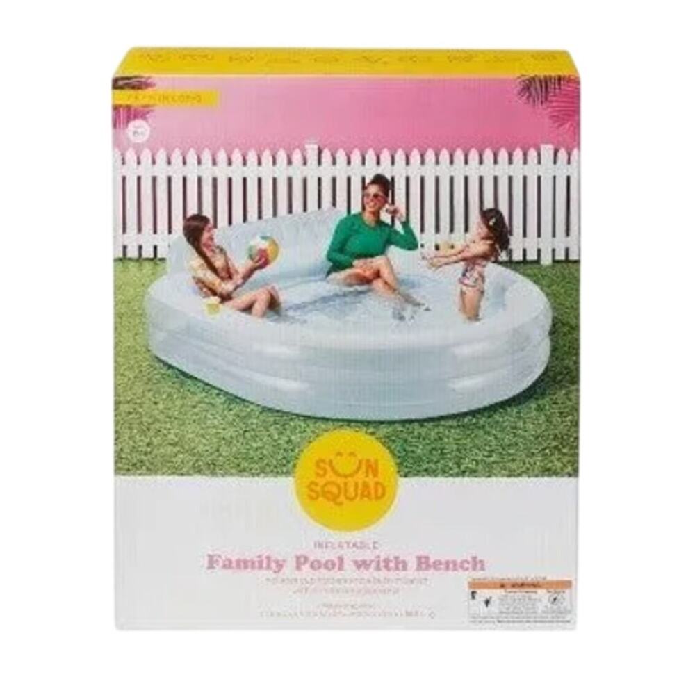Sun Squad Inflatable Family Pool with Bench & Cup Holders, 7.5 ft Above Ground